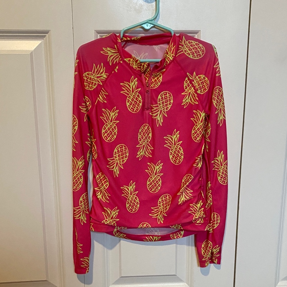 Crazy 8 Pink Pineapple Long Sleeve Rashguard swim top